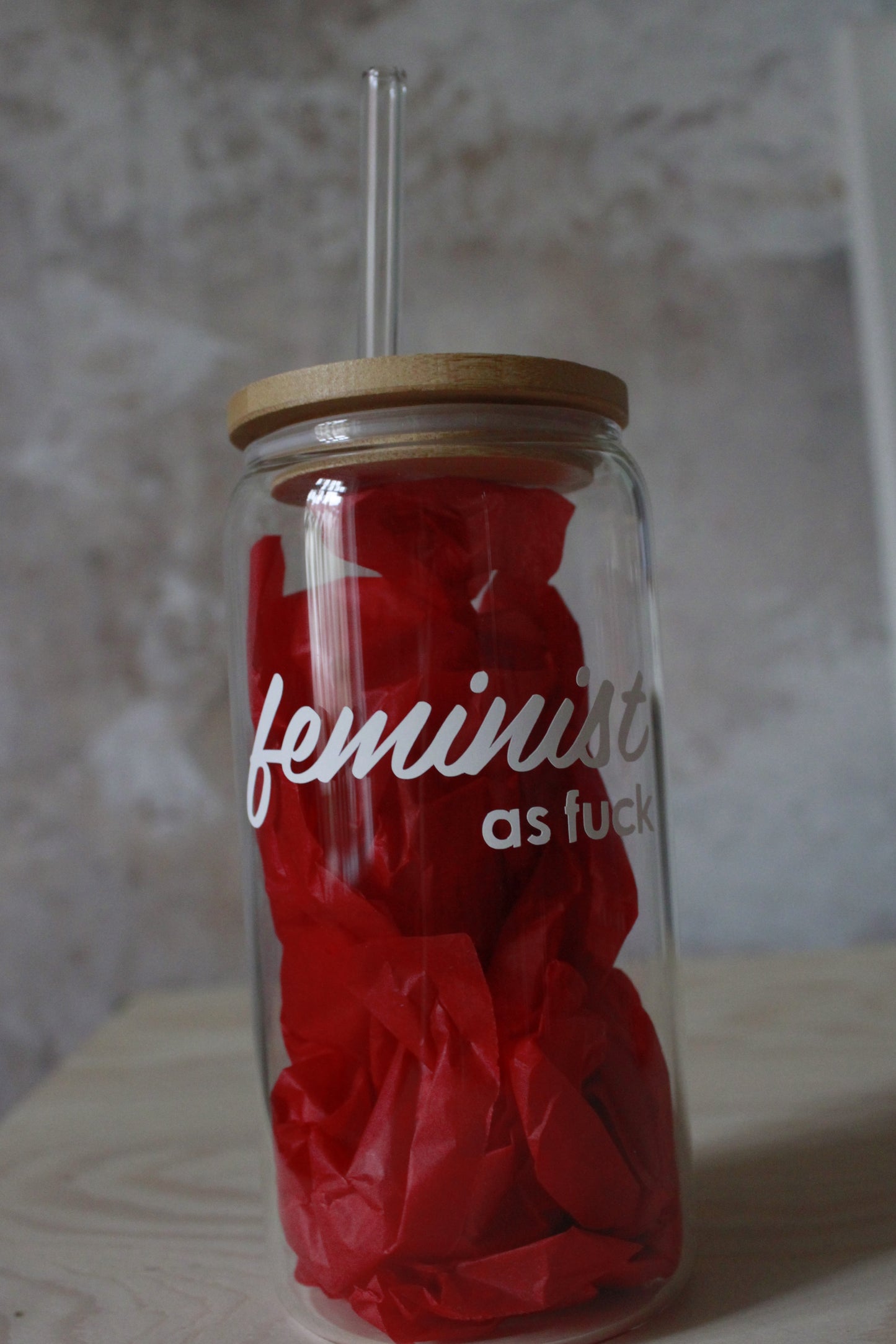 Glas mit Bambusdeckel
